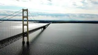 Mackinac Bridge Drone Flyover October 2017