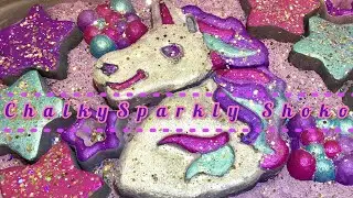 チョークの音ASMR/ Super Dusty Unicorn🦄Bubbles💜Stars💖Mica Paint💙Satisfying Gym Chalk Crush
