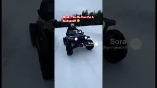 Backyard Snow Race Track Dream😎#viral #viralshort #aishorts #ai #cool #powerwheels #jeep #snow #fun