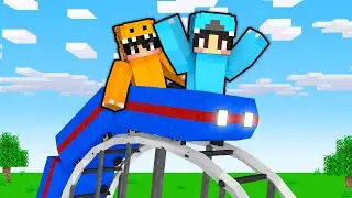 Minecraft Theme Park Roller Coaster ADVENTURE! LETS GO TO NOTCH LAND Amusement Park Map Mod Gameplay