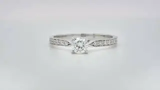 0.30 Carat mini cathedral pav&eacute; diamond engagement ring - Orogem Jewelers