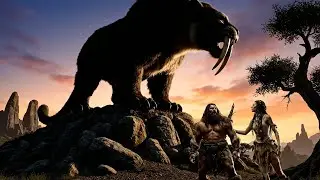 🌍⏳ Millions of years ago, 🗿 a giant and 👩 his journey alongside a woman ⚔️🦖 to fight wild beasts