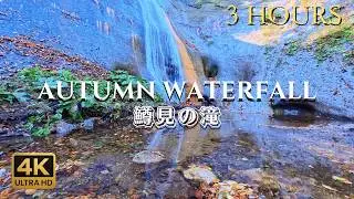 【睡眠用BGM】滝野すずらん公園 鱒見の滝 秋の滝つぼ 水音 3時間 | 札幌 | 4K