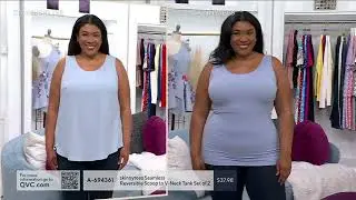 skinnytees Seamless Reversible Scoop to V-Neck Tank Set of 2 on QVC
