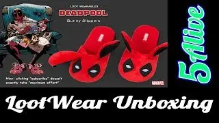 LootWear December 2017 Unboxing Marvel Deadpool Slippers in the Cold Arcade