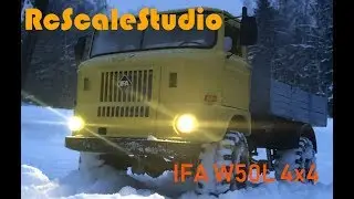 RcScaleStudio 4x4 truck IFA W50L scale run in snow evening