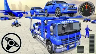 Police Car Transporter Truck Driving - Offroad Police Bike Transport Game | Android Gameplay