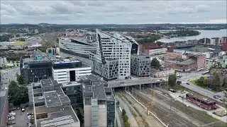 Вид на Тампере з Tampere Torni. Туоміо собор. View from hotel Tampere Torni. Tampere Cathidral.