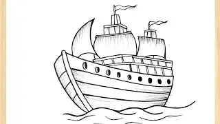 How to Draw a Ship Step by Step | Easy Boat Drawing for Beginners