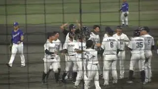 【サヨナラ はやほー】くふうハヤテベンチャーズ 平尾柊翔選手がツーベースヒットを打って勝利を決め、チームメイトと喜ぶ 2025/8/1 浜松球場