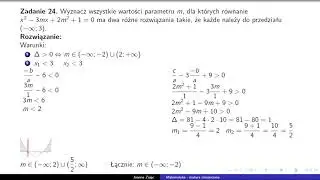 Matura rozszerzona z matematyki - funkcja kwadratowa - zadanie z parametrem, wzory Viete'a