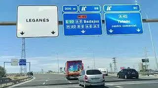 👍Conduciendo en Madrid M-45 Tráfico Pesado en Verano