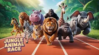 Wild Animals Running Race: Lion, Tiger, Elephant, Bear, Gorilla, Hippo, Fox Compete for the Win!