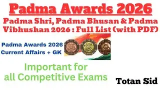 Padam Awards 2026 | List of Padma Awadees in 2026 #currentaffairs #padmaaward2026 #ssc #rrbntpc #ssc