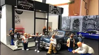 Diorama Tattoo Studio y Barber Shop Con Figuras