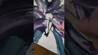 Purple and teal abstract smear flower #acrylic #painting #smear #palletknife #flower #teal #purple