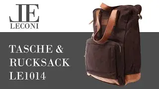 LECONI Rucksack & Umh&auml;ngetasche aus Leder + Canvas ★ LE1014 ★