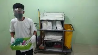 LOADING AND UNLOADING HOUSEKEEPING TROLLEY