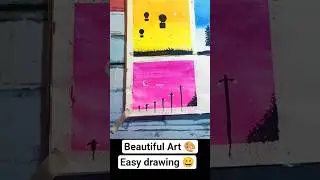 Pink Twilight Sky Drawing | Street Light Silhouette Art | Shaant Shaam Ki Painting ART ROHIT #art