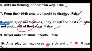 Std 12 | English | Unit 5 -Ants | True false | Part 1