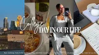 PRODUCTIVE *COLLEGE* DAY IN THE LIIFE | class, full body workout, planning & studying, recipes, etc.