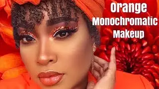 Orange Monochromatic Makeup | Orange Glitter Cut Crease | Yolanda Pharms