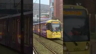 Manchester Metrolink Tram departing Harbour City Tram Stop  #trains #trams #metrolink #shorts