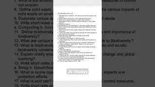 Jkbose 12th EVS guess paper for November 2025 exams ✅️💯 #jkstudyy #jkbose #guesspaper2025