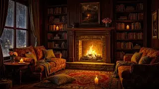 🎶 Smooth Jazz by the Fireplace 🔥🌧️ Cozy Rainy Cabin Ambience for Relaxing Evenings