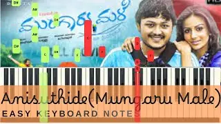 Anisuthide (Kannada Song) Easy Version|EASY PIANO NOTES for BEGINNERS|Mungaru Male