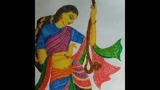 How to draw Indian God(saraswati)with watercolour pencil easy step by step