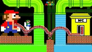 Mario and 9999 Tiny Marios take Luigi to the Toilet | Game Animation