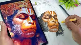 Lord Hanuman Drawing With oil pastel colour🔥, Hanuman Ji Drawing, How to Draw Hanuman