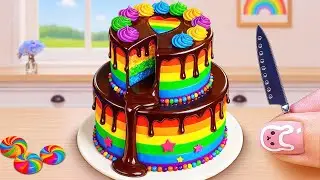 Mini Rainbow Cake Recipe With Chocolate | Stunning Melting Chocolate Cake Decoration Ideas