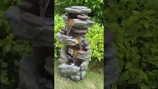 Makens 5 Tiers Rock Floor-Standing Fountains with LED lights