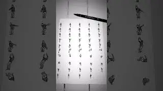 49 tiny ink sketches for an animation sequence. #shorts #art #2danimation