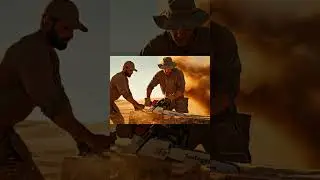 {ASMR} Chainsaw in the Desert 🌵 Two Workers Cutting Wood | ASMR #asmr #shorts #satisfying