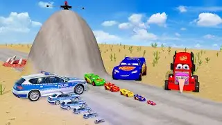 Big & Small McQueen & Police Car vs Zombie Mack,Giant Bulge & Spinner & Monster Mouth – BeamNG.drive