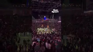 An NBA fan shouted 'leave Greenland alone' during the US national anthem in London tonight