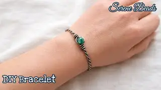 Wire wrapped bracelet with bead | Twisted wire bracelet | Wire wrapped bracelet | 