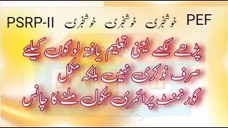 PEF School | PSRP - II new school , new jobs | Punjab Govt Primary Schools | Out Source by PM