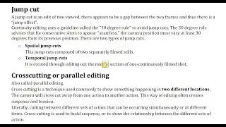 A level Media Studies 9607 - Media texts / Textual Analysis - EDITING TERMINOLOGIES - part2