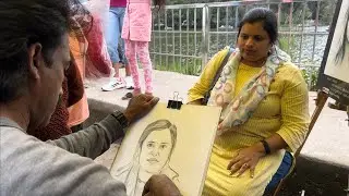 Street artist live portrait drawing 85