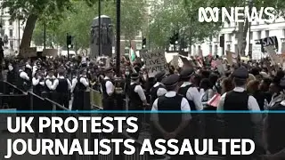 Tens of thousands march in London, two Australian journalists assaulted in protests | ABC News