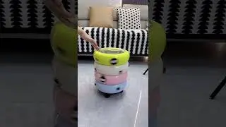 Donut-Shaped Trash Can with Pull-Out Bin & Lid - Manual Push-Type Trash Can with Cute Stickers