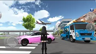 Girl driving pink color car in city|3D driving class|mobile gameplay
