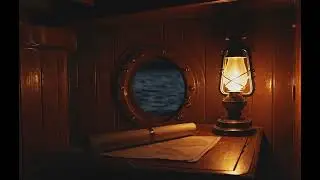 Captain's Cabin Ambience | Ocean Sounds & Creaking Wood for Study & Sleep