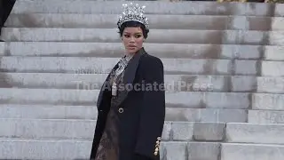 Teyana Taylor wears crown and bodysuit to Schiaparelli