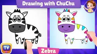 How to Draw a Cute Zebra Step by Step? - Drawing & Coloring Lessons with ChuChu - ChuChu TV