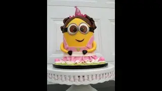 3D Minion birthday cake for girl.